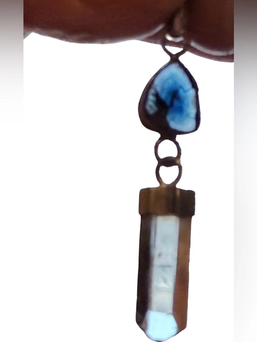 Blue tourmaline .925 Crystal Point Pendant Charm - Unbranded - Picture 1 of 3